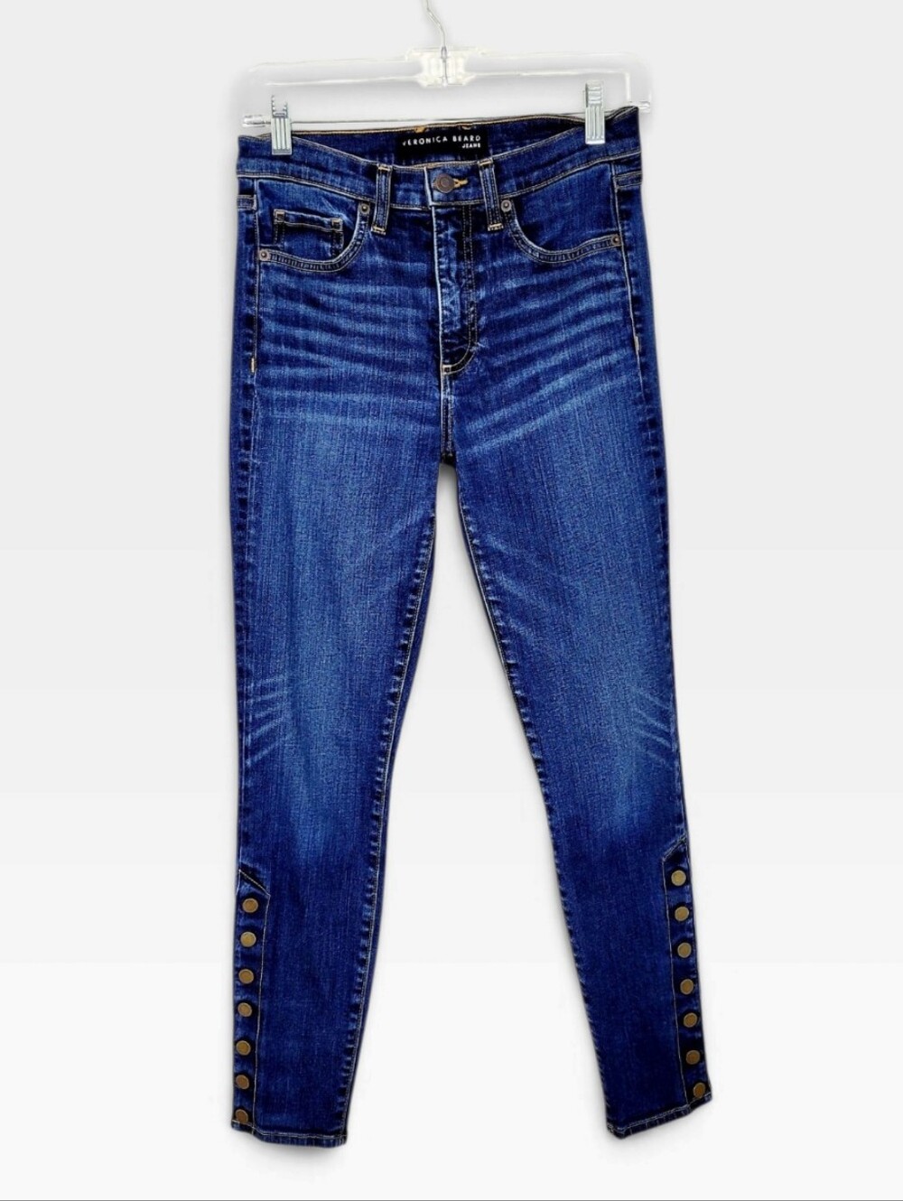 VERONICA BEARD Debbie High Rise Skinny Denim Jeans With Side Button Vent Size 26 - Picture 2 of 9